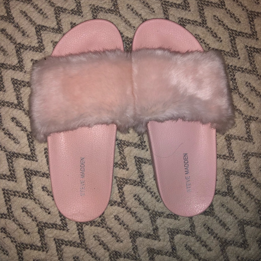 Steve Madden fur slides